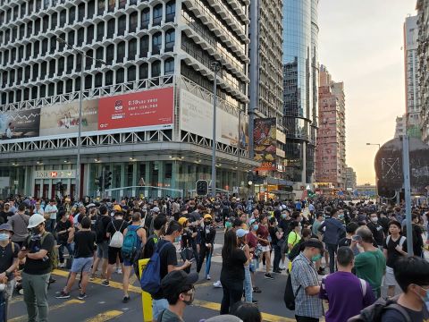 Protesters take over Nathan Road again on Monday in Hong Kong.