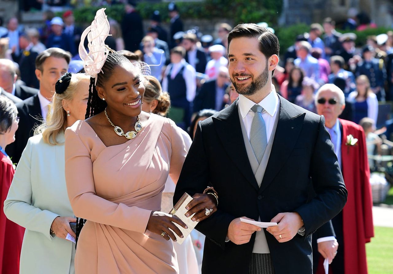 Tennis player Serena Williams and her husband Alexis Ohanian arrive for the wedding ceremony of Britain's Prince Harry, Duke of Sussex, and actress Meghan Markle at St George's Chapel, Windsor Castle, in Windsor, on May 19, 2018.