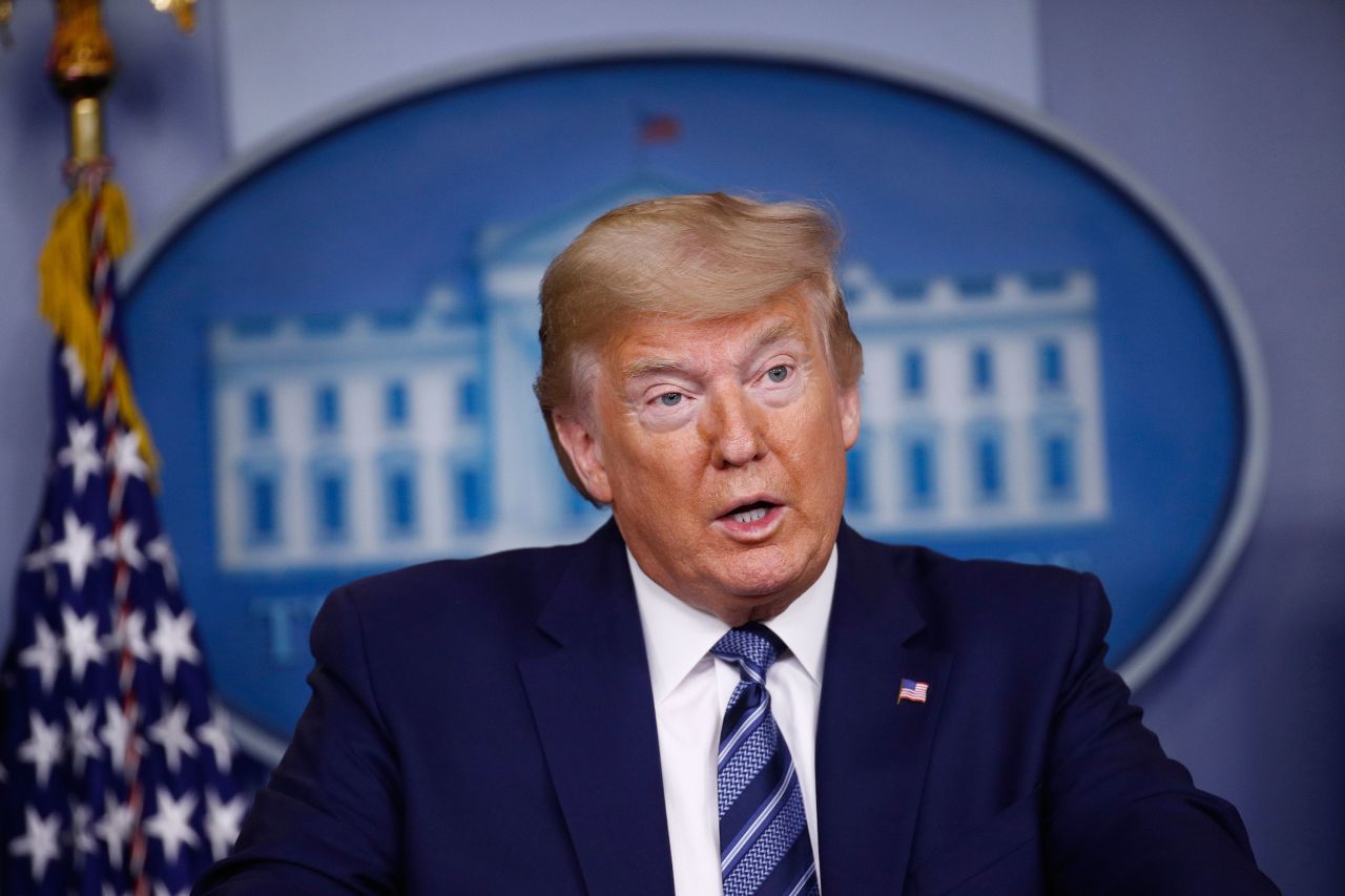 President Donald Trump speaks during a coronavirus task force briefing at the White House on April 5, in Washington. 