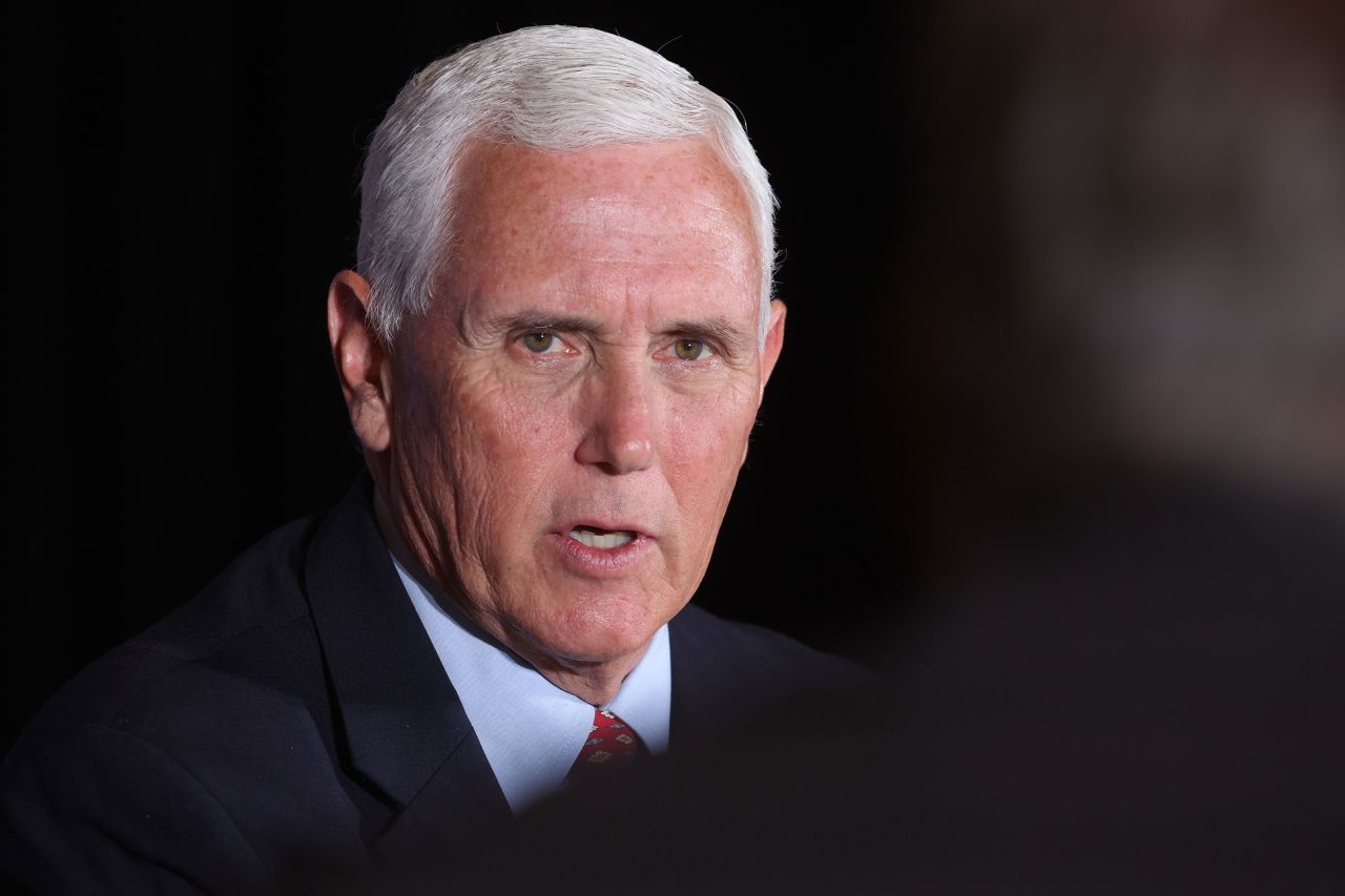 Former Vice President Mike Pence speaks at an event in Pewaukee, Wisconsin, in 2022.