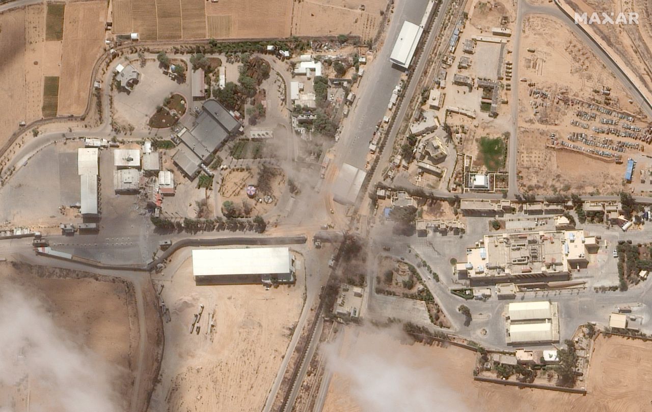 A satellite image shows the Gaza side of Rafah crossing on Friday.