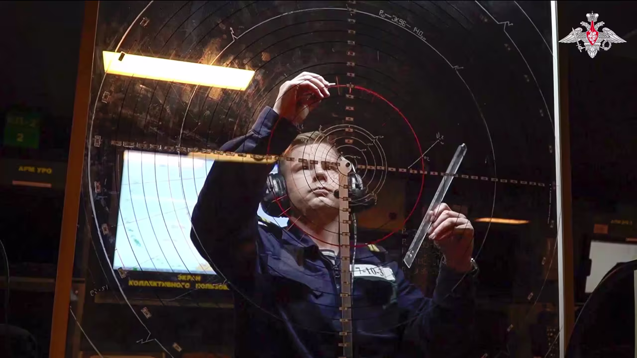 A sailor is on duty in the control room of the Admiral Gorshkov frigate in this handout photo taken from video released by the Russian Defense Ministry Press Service on January 10.