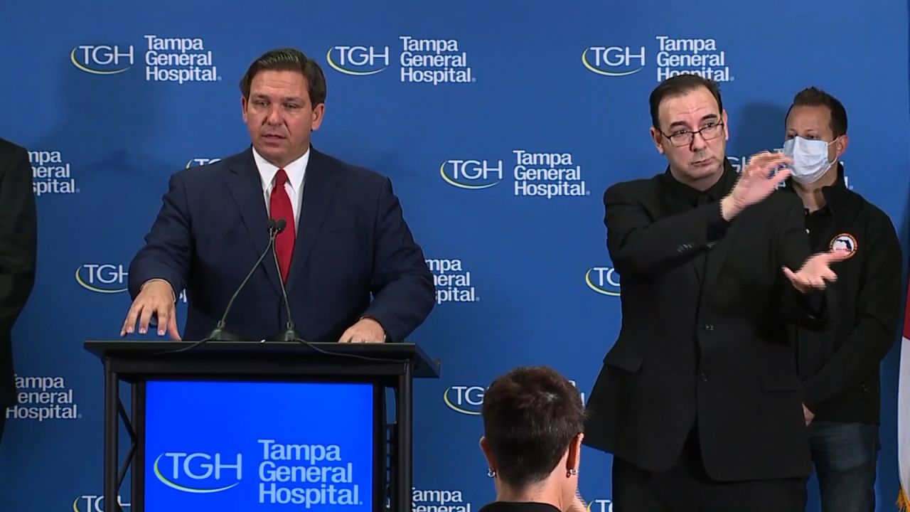 Florida Gov. Ron DeSantis speaks during a news conferences in Tampa, Florida, on December 14.