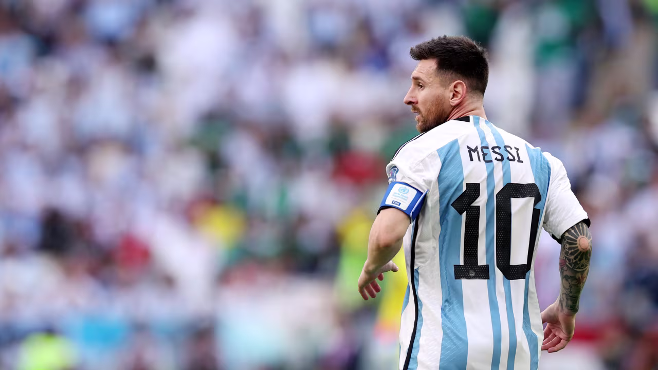 Argentina's Lionel Messi during gameplay against Saudi Arabia on November 22 in Lusail City, Qatar.