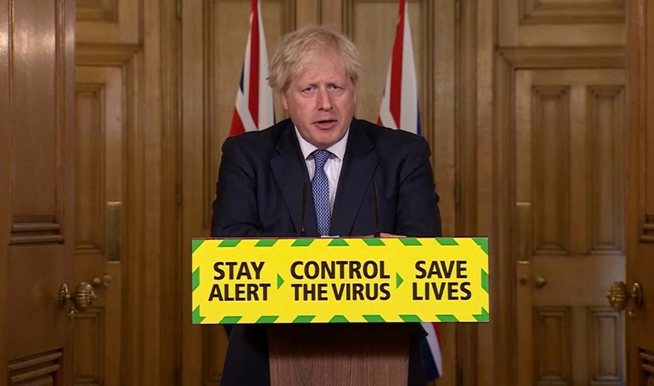 UK Prime Minister Boris Johnson speaks on July 31 at a media briefing in London.