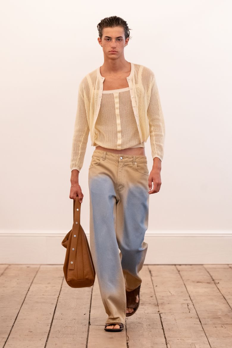 Knits and two-toned sanded denim at Eckhaus Latta.