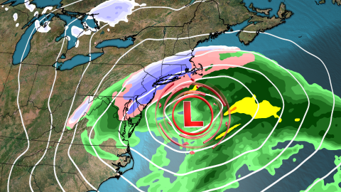 A nor'easter is forecast to bring snow to the Northeast Tuesday.