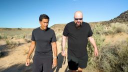 Ed Mowery and Sanjay walking in Petroglyphs.