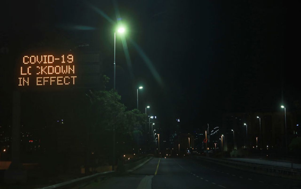 A deserted highway is seen in Cape Town, South Africa, Friday, March 27, after South Africa went into a nationwide lockdown for 21 days in an effort to mitigate the spread to the coronavirus. 