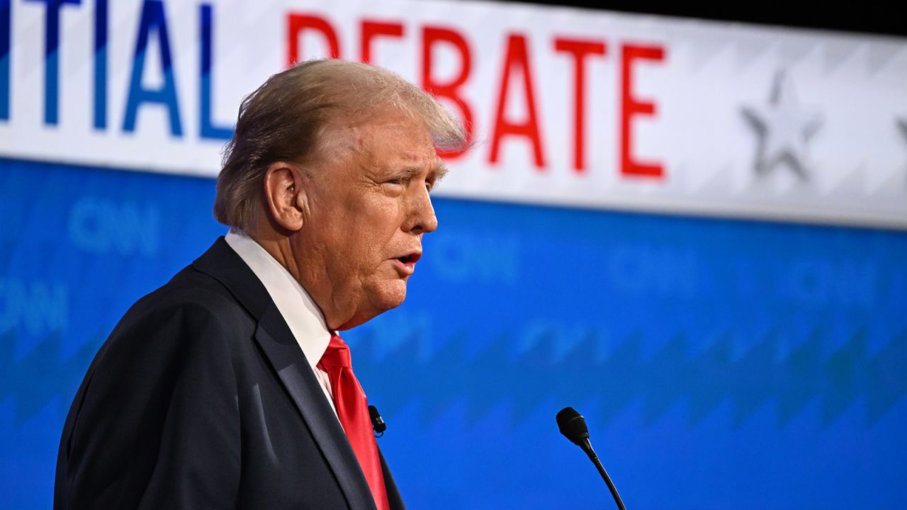 Former President Donald Trump speaks during the CNN Presidential Debate in Atlanta on Thursday.