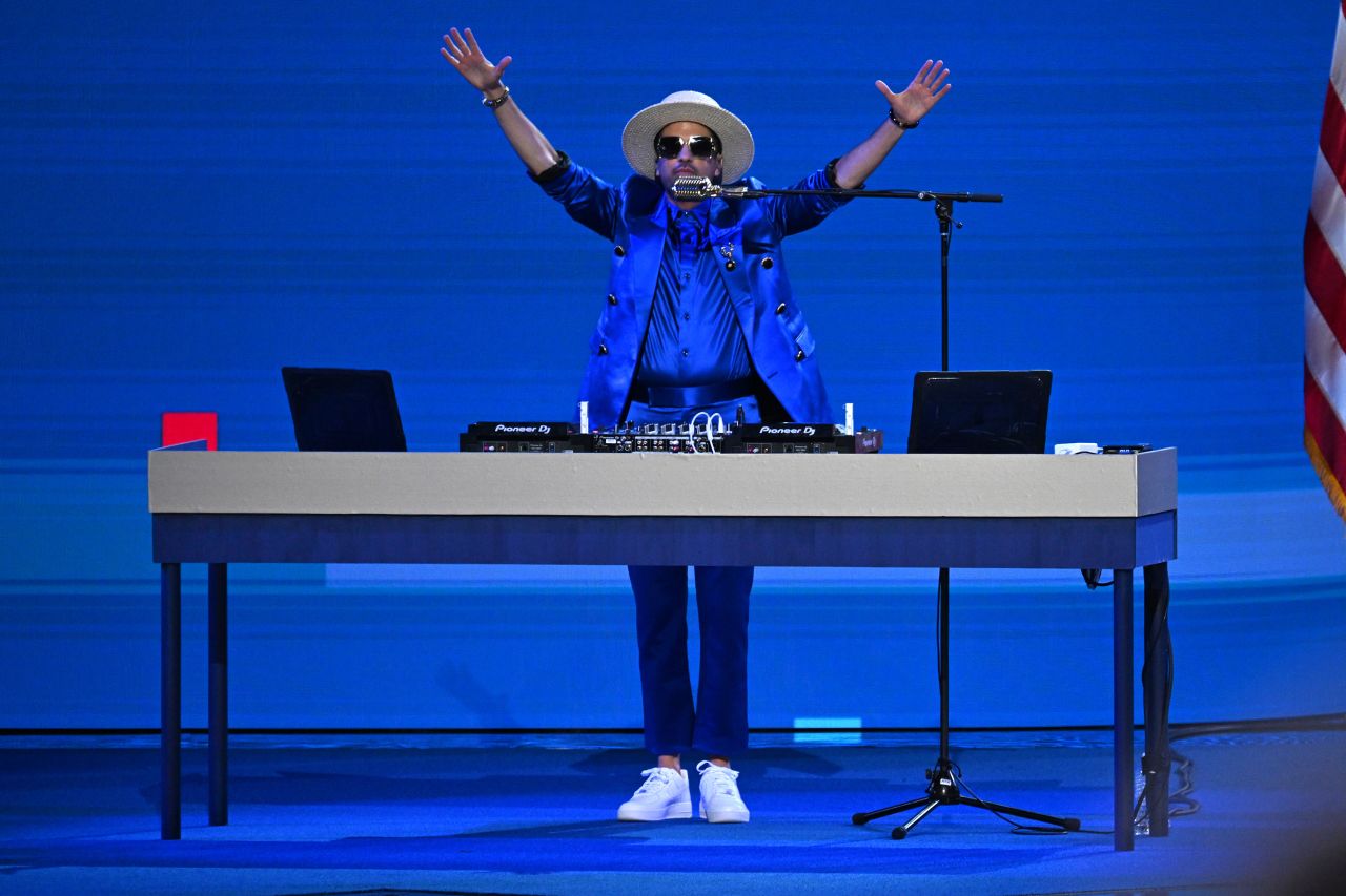 DJ Cassidy performs at the 2024 Democratic National Convention in Chicago on August 20, 2024.