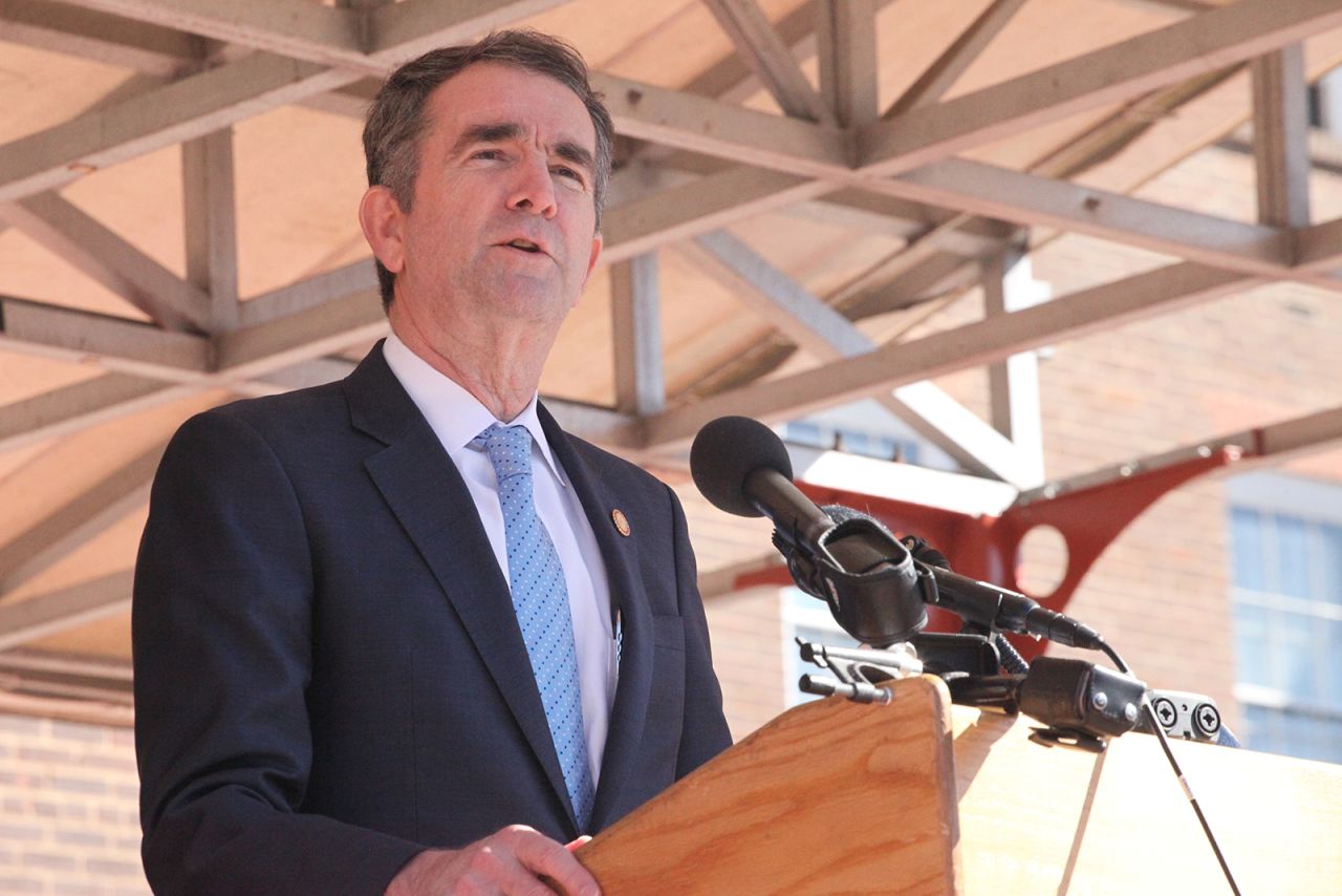 Virginia Gov. Ralph Northam speaking at Alexandria City Hall on March 26, 2019. 