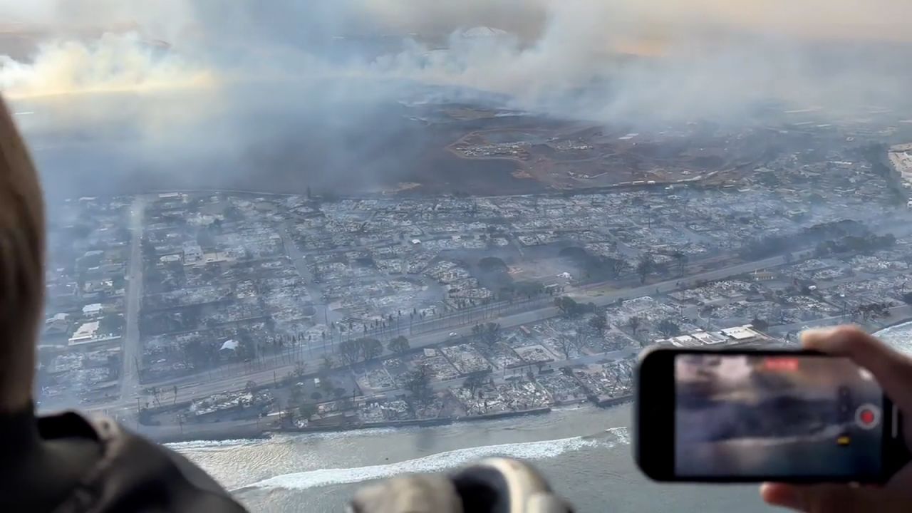 Fire damage is seen in Maui on Wednesday morning.