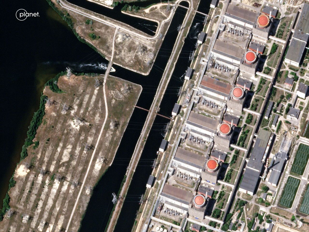 A satellite image shows the?Zaporizhzhia?Nuclear Power?Plant in Ukraine on June 9.