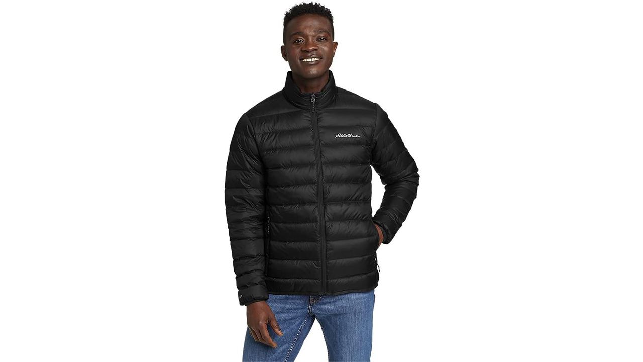 A photo of a person wearing a Eddie Bauer Men’s CirrusLite Down Jacket