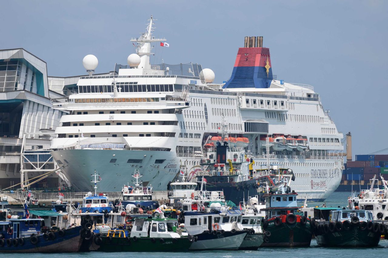 The SuperStar Gemini cruise ship is docked in Singapore on April 17, as authorities considered whether to use two ships as temporary accommodation for foreign workers during the coronavirus outbreak.