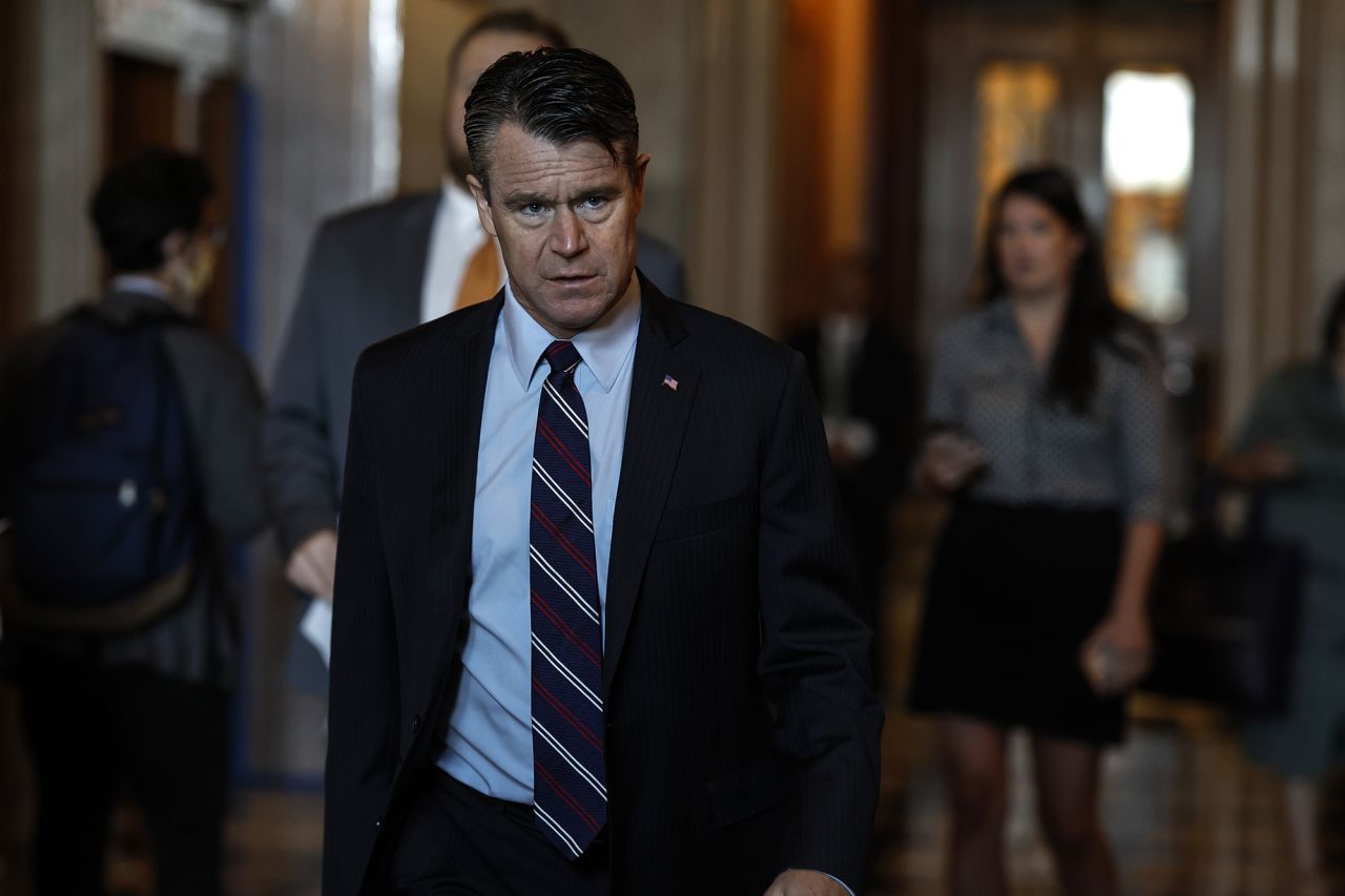 Sen. Todd Young walks to the Senate Republican luncheon in the U.S. Capitol Building in Washington, D.C. in August. 