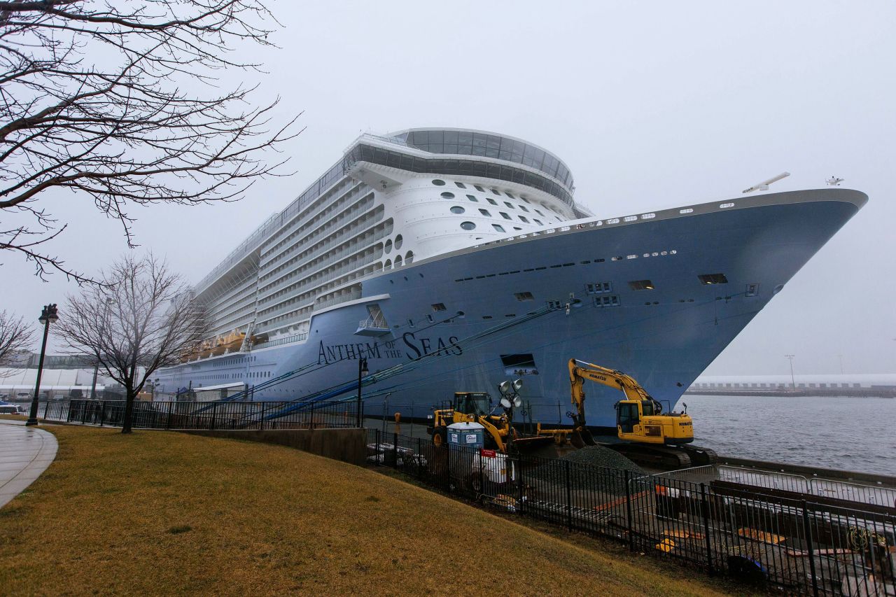 Anthem of the Seas docked at the Cape Liberty Cruise Port in Bayonne, New Jersey, on Friday.