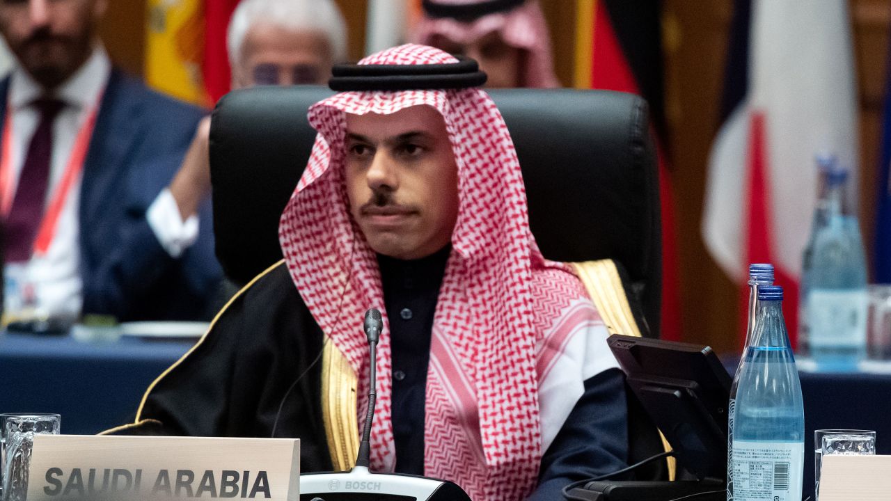Prince Faisal bin Farhan bin Abdullah Al-Saud (l), Minister of Foreign Affairs of Saudi Arabia attends the G20 Foreign Ministers' Meeting on November 23, 2019.
