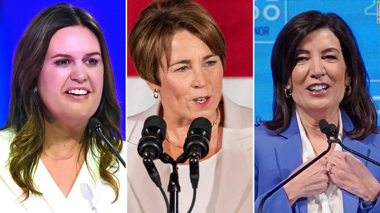 Sarah Huckabee Sanders of Arkansas, Democrat Maura Healey of Massachusetts and Democrat Kathy Hochul of New York.