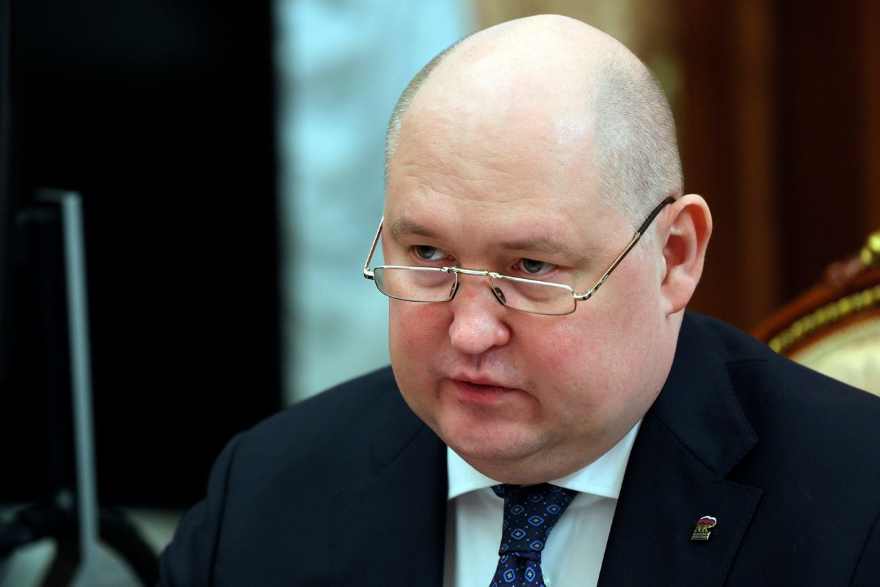 Sevastopol Governor Mikhail Razvozhayev speaks during a meeting at the Kremlin in Moscow on February 19.