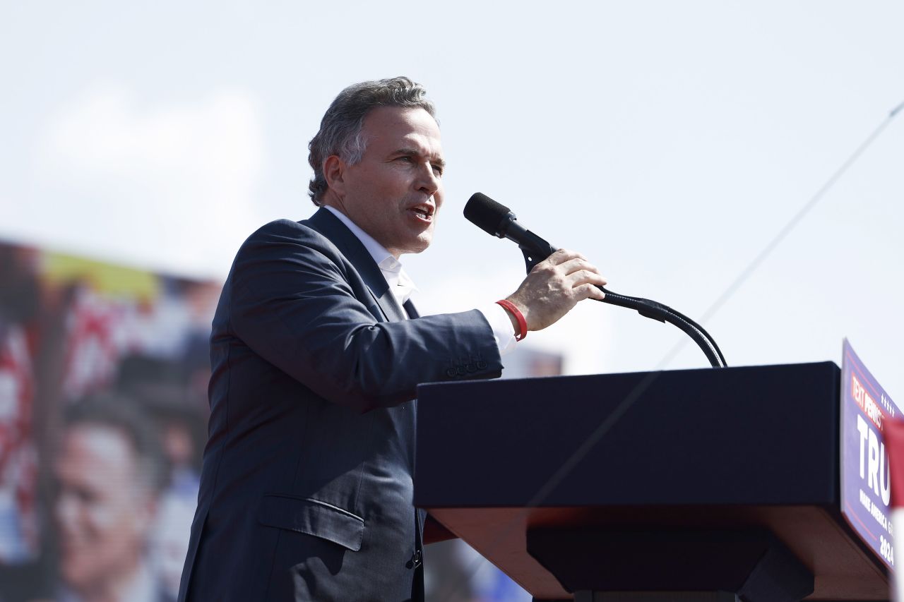 Dave McCormick, Republican US Senate candidate from Pennsylvania, speaks at a campaign rally for former President Donald Trump in Butler, Pennsylvania, on July 13. 