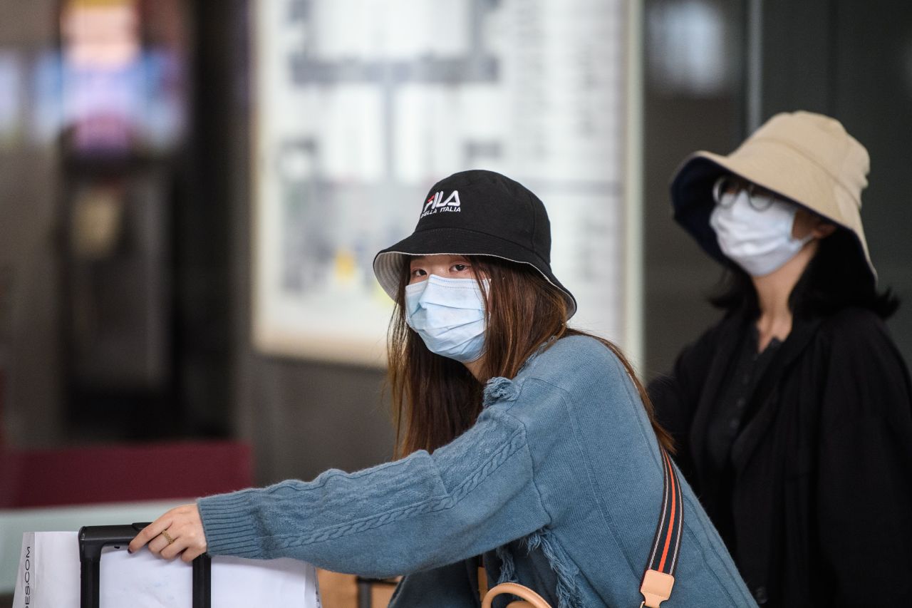 Tourists at Hong Kong's international airport on January 22, 2020.