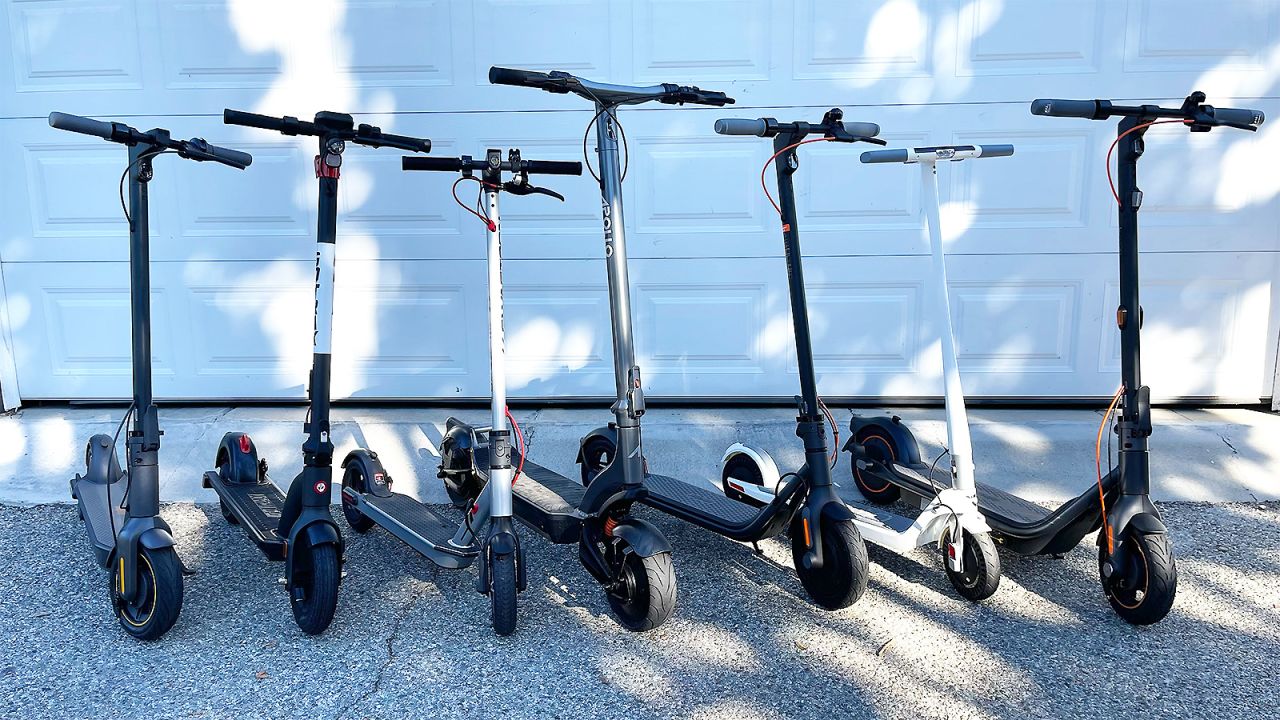 electric scooter group shot