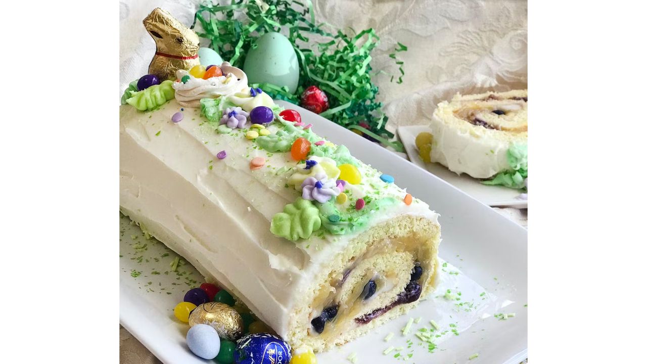 easter-themed roll cake from elegant brie