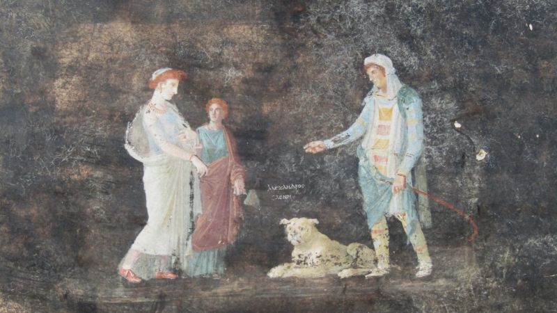 Зашеметяващи фрески на митологични герои, открити в Помпей
