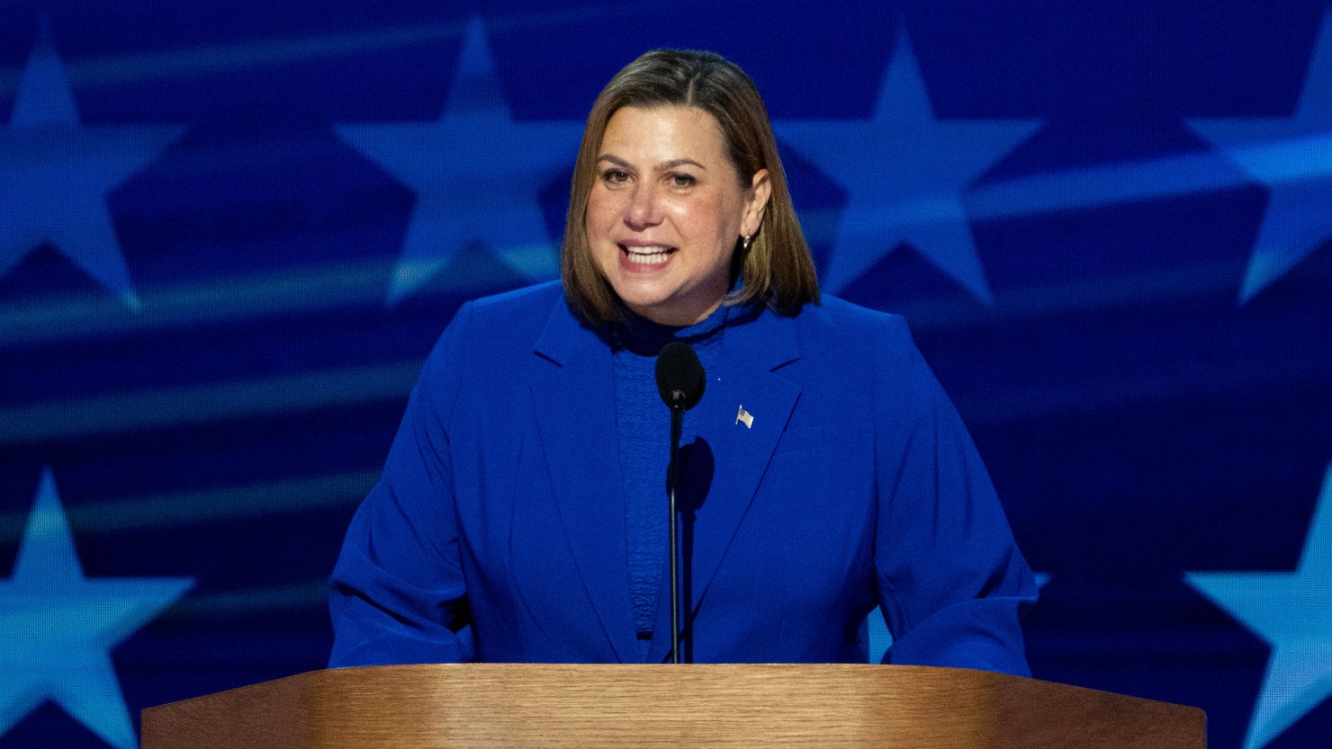 Rep. Elissa Slotkin speaks during the final night of the 2024 Democratic National Convention in Chicago on Thursday, August 22. 