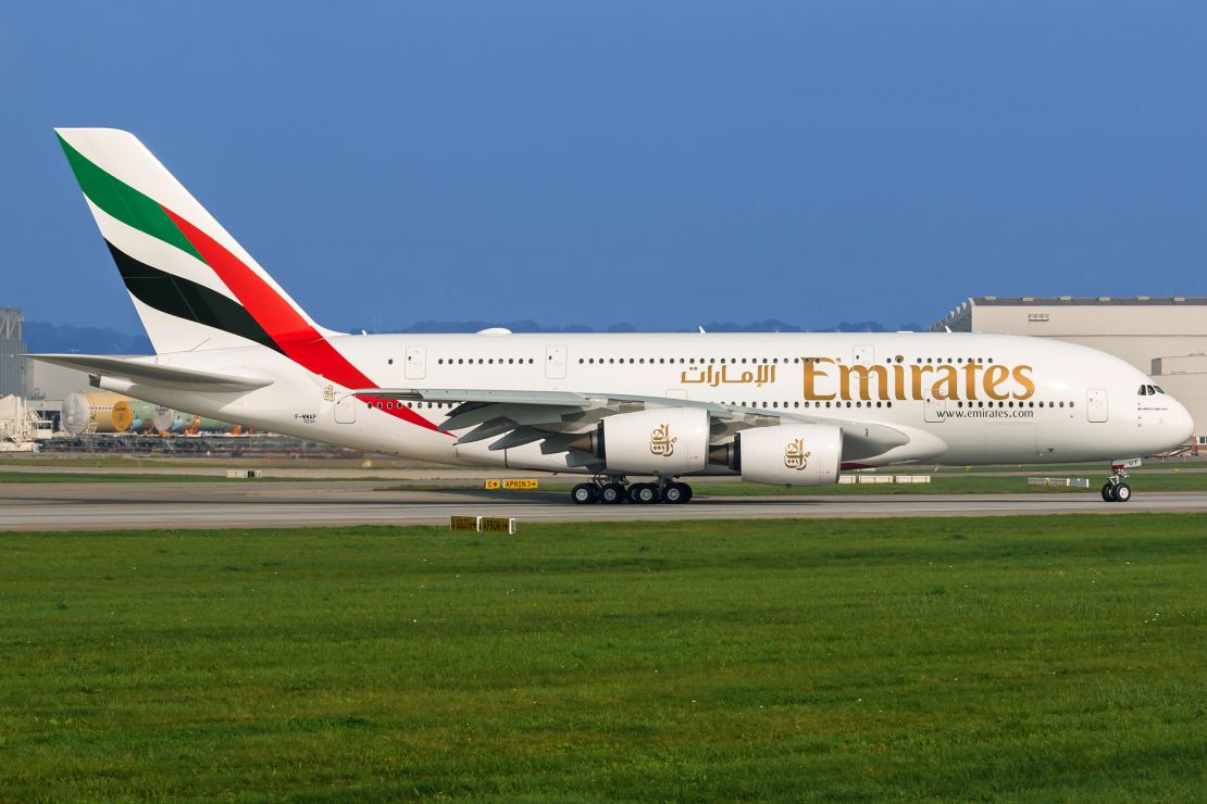 A photo of an Emirates Airbus A380 plane