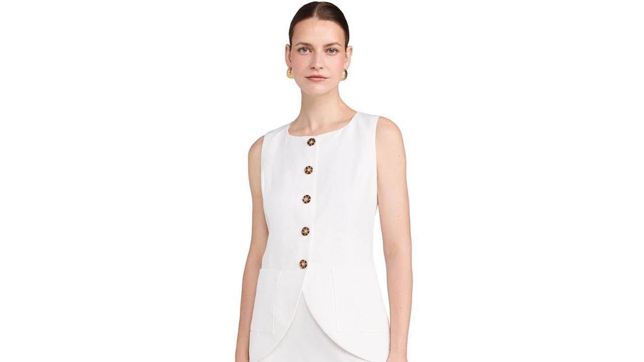 English Factory Women's Linen Waistcoat Top.jpeg