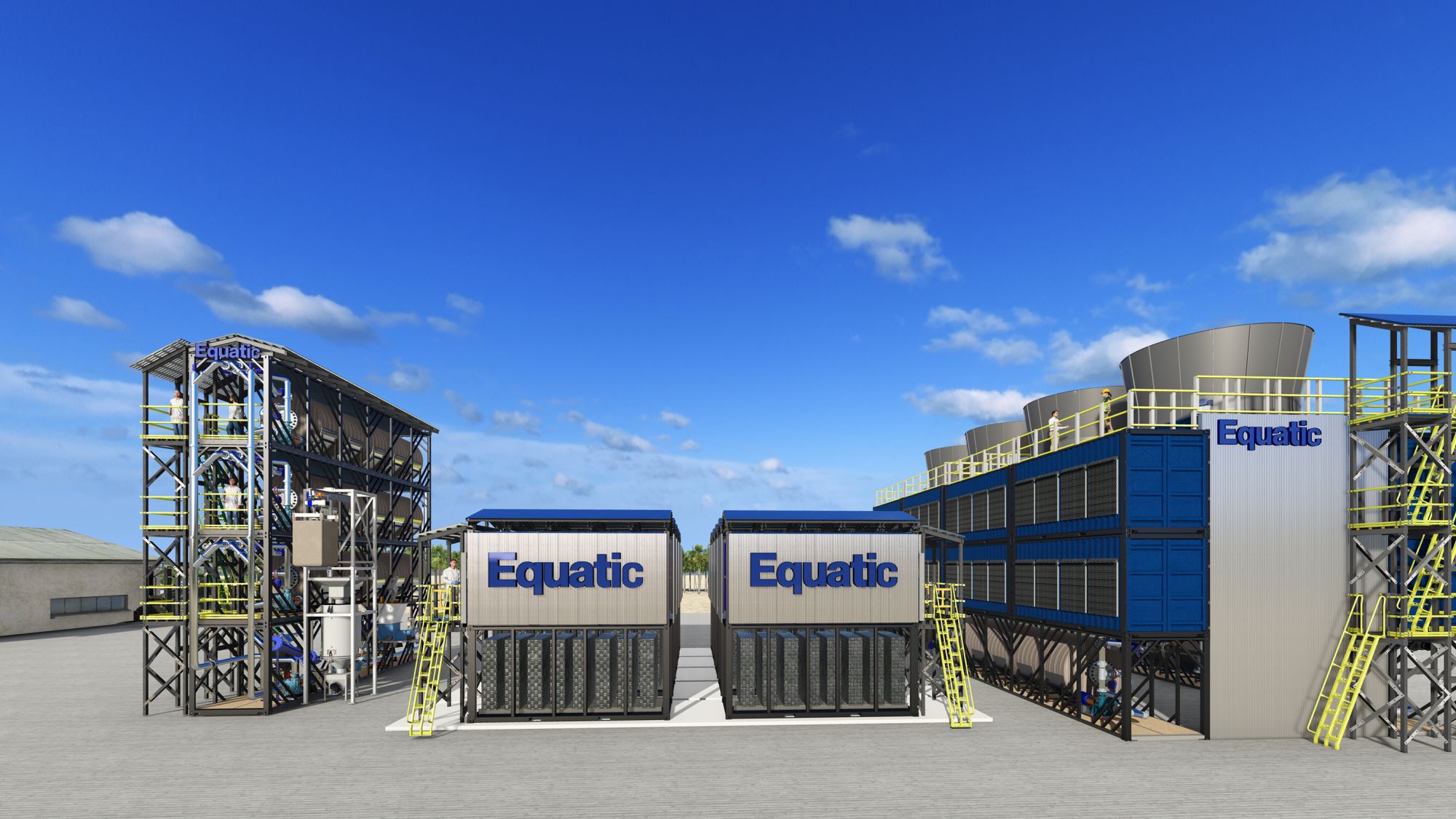 A rendering of the Equatic's carbon dioxide removal plant currently under construction in Singapore.