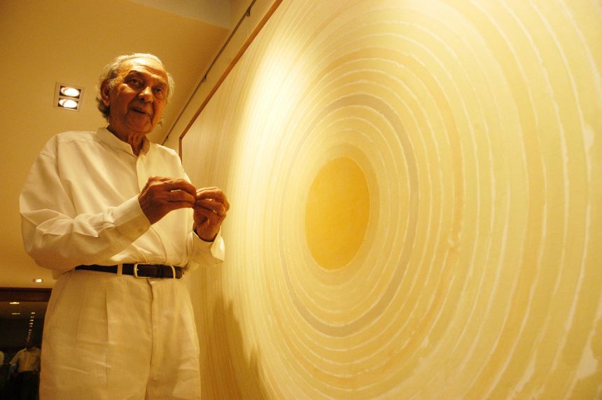 Indian painter S.H. Raza, with whom Husain co-founded the Bombay Progressive Artists’ Group (PAG) in 1947.