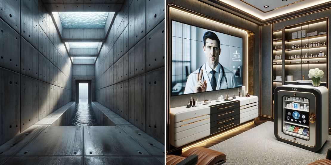 Increasingly, the ultra wealthy are interested in features such as escape tunnels and medical rooms as seen on these renderings. SAFE say they have created some facilities to rival operating theatres at the best hospitals, with decontamination chambers and fully stocked pharmacies.