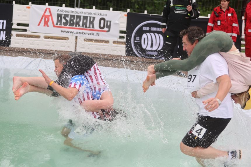 This year's Wife-Carrying World Championship saw a record number of participants from 18 different countries.