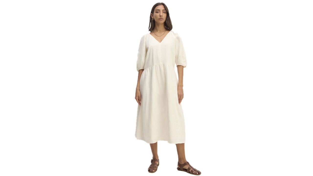 Everlane The Linen Oversized Puff-Sleeve Dress