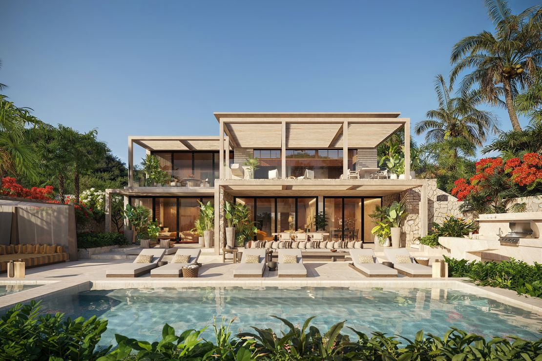 A rendering of Moncayo's forthcoming coastal villas, which will be situated above a farm that uses regenerative agriculture on Puerto Rico's eastern side.