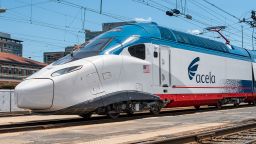 Acela II heads to the yard out of Washington Union Station. Amtrak has full rights to this image.
New Acela 21 in Testing