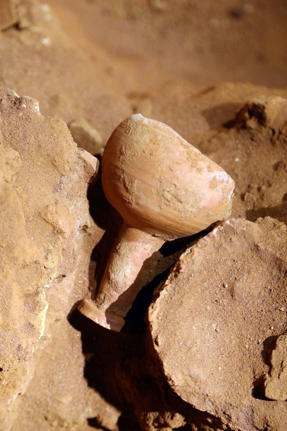 In the tomb beneath the Treasury, archaeologists found a ceramic vessel resembling the Holy Grail.