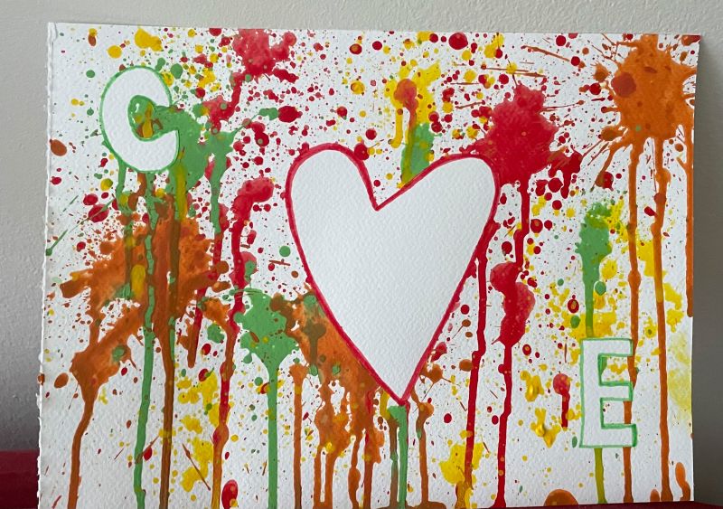 To make this art piece for his fiancee after a catastrophic injury, Ezra Bozeman had to blow the paint through a straw-like object.