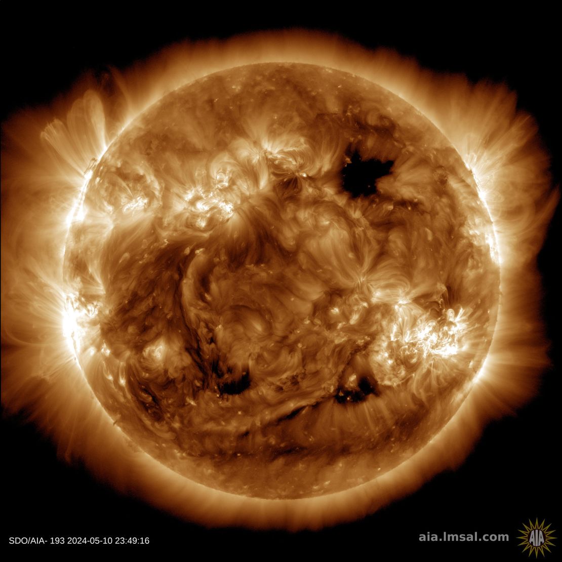 Solar activity can be seen orbiting the sun on May 10.  The new GOES-U satellite is expected to significantly improve predictions of solar flares and coronal mass ejections — large bubbles of plasma that can disrupt Earth's power grids and communications.