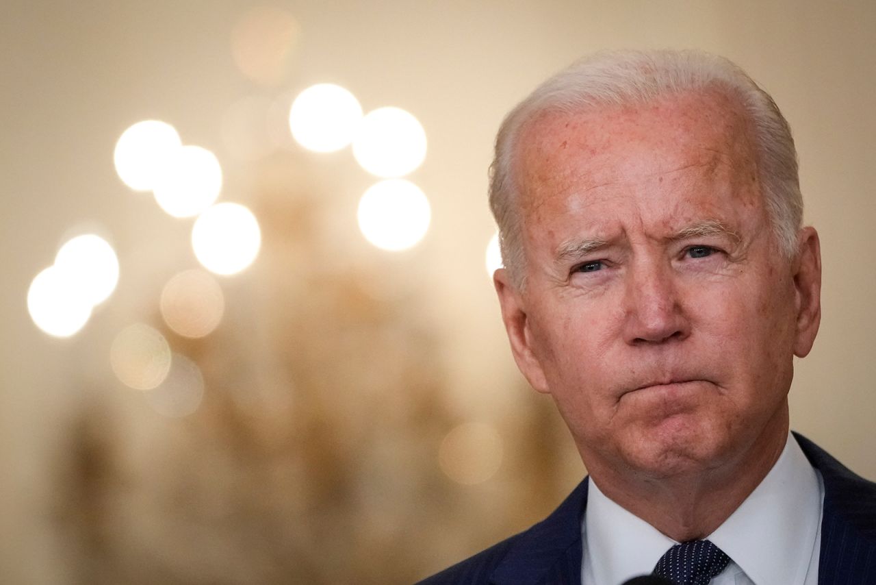 U.S. President Joe Biden speaks about the situation in Afghanistan in the East Room of the White House on August 26 in Washington, DC.?