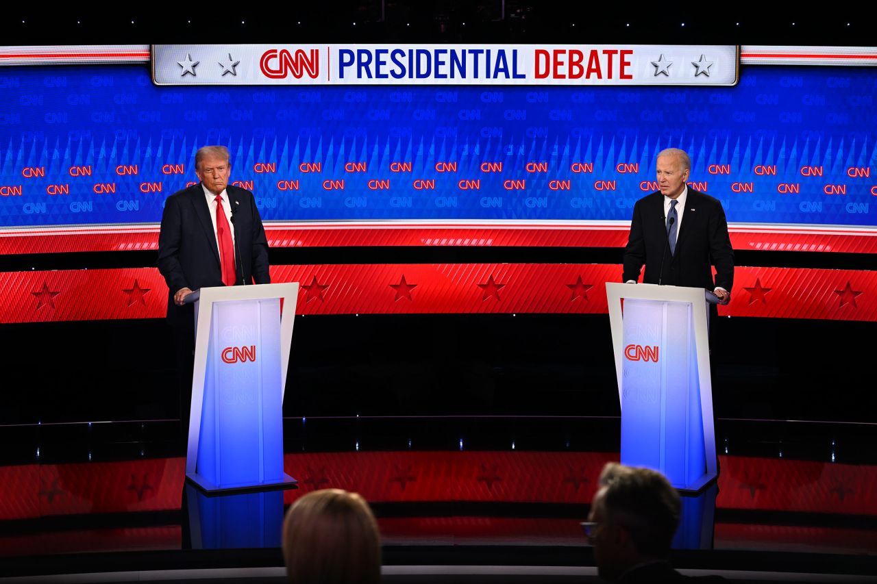 Former President Donald Trump and President Joe Biden during the CNN Presidential Debate on Thursday in Atlanta.