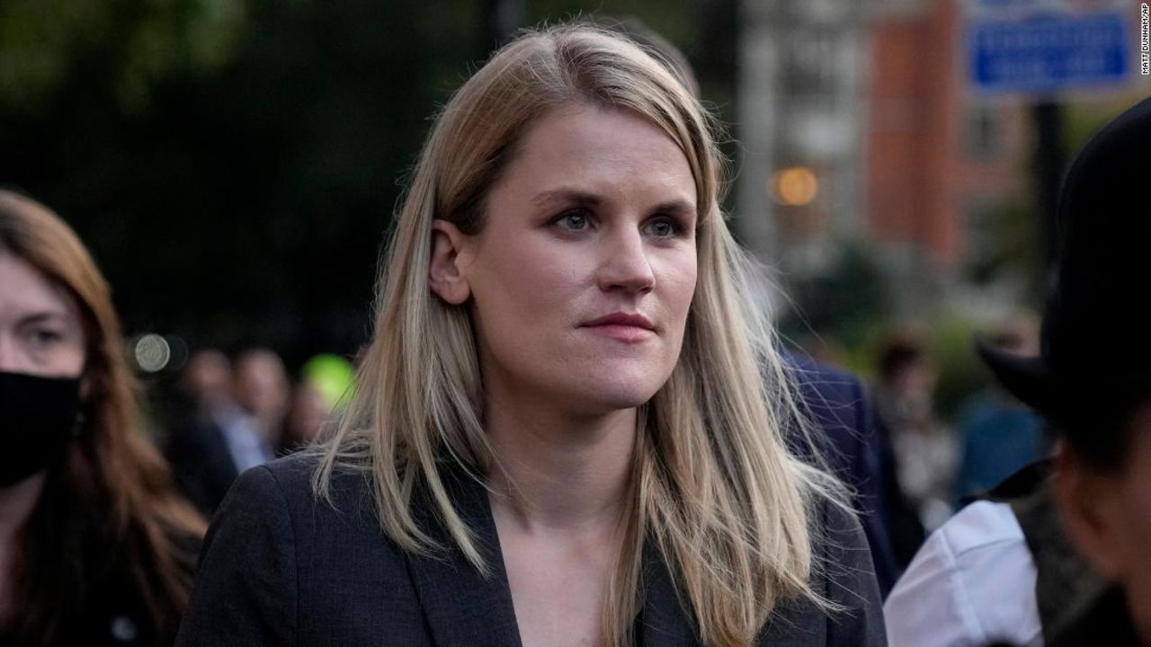 Facebook whistleblower Frances Haugen leaves after giving evidence to the joint committee for the Draft Online Safety Bill, as part of British government plans for social media regulation, at the Houses of Parliament in London, Monday, Oct. 25, 2021. 