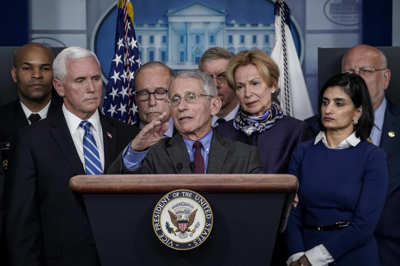 Dr. Anthony Fauci speaks during a press briefing at the White House on Tuesday.