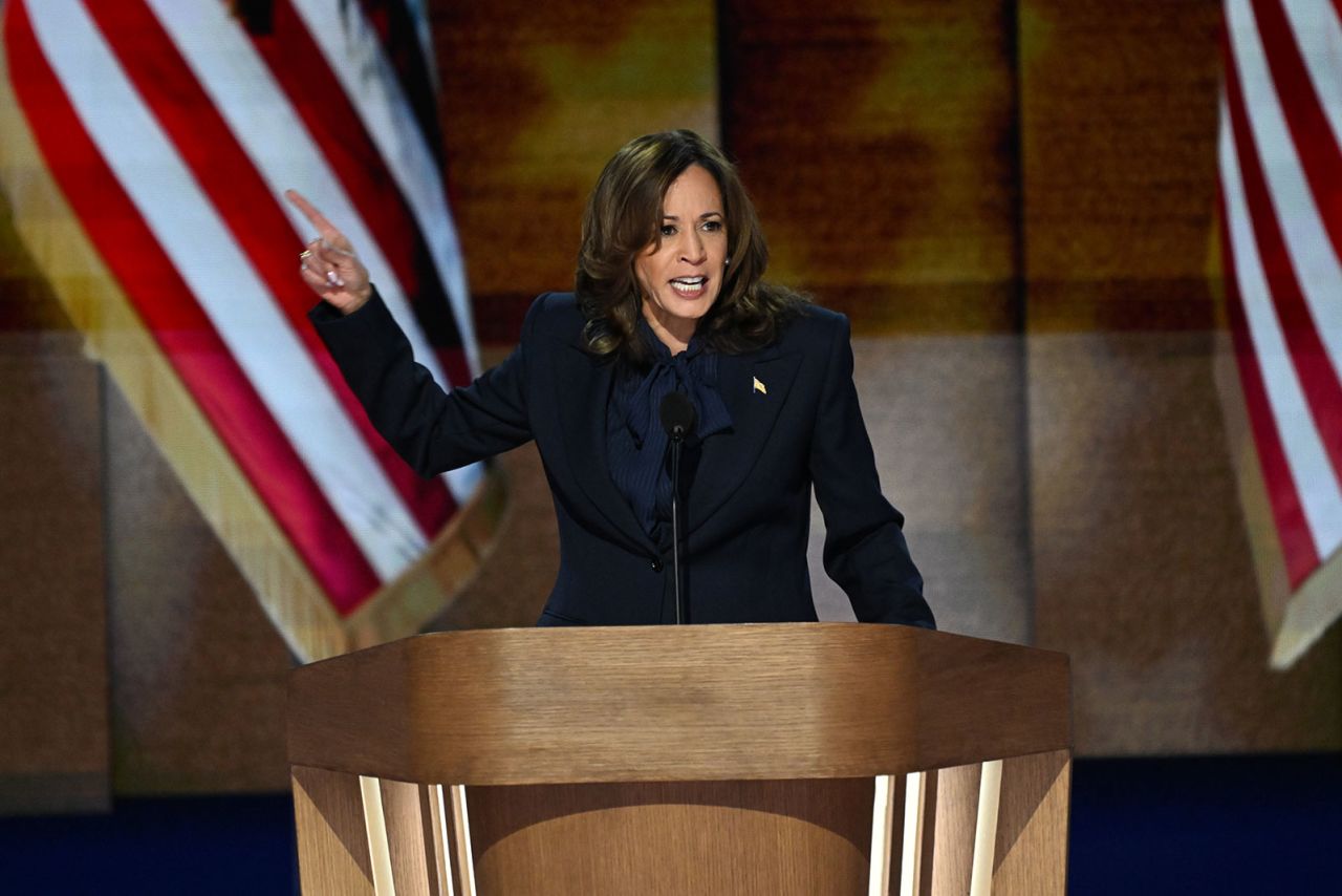 Vice President Kamala Harris speaks on Thursday, August 22, in Chicago, during the DNC.