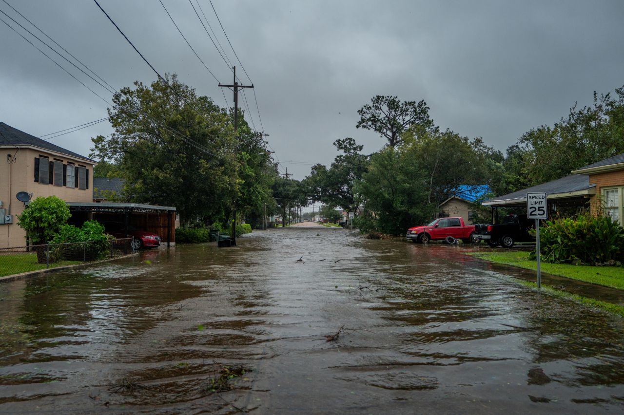 Floodwater fills a neighborhood in Houma, Louisiana, on September 11.