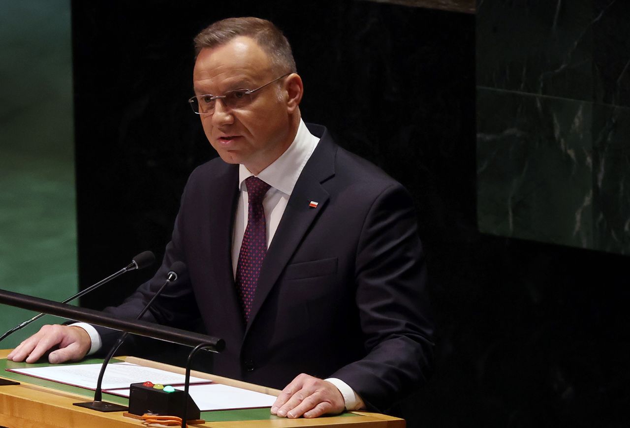 Andrzej Duda addresses world leaders during the United Nations (UN) General Assembly in New York on September 19.